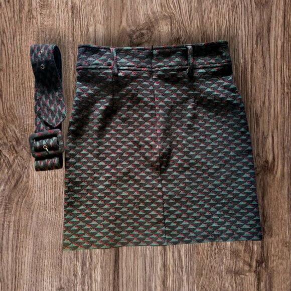 Bershka Geometric Pattern Skirt with Belt, size Small - Picture 3 of 4